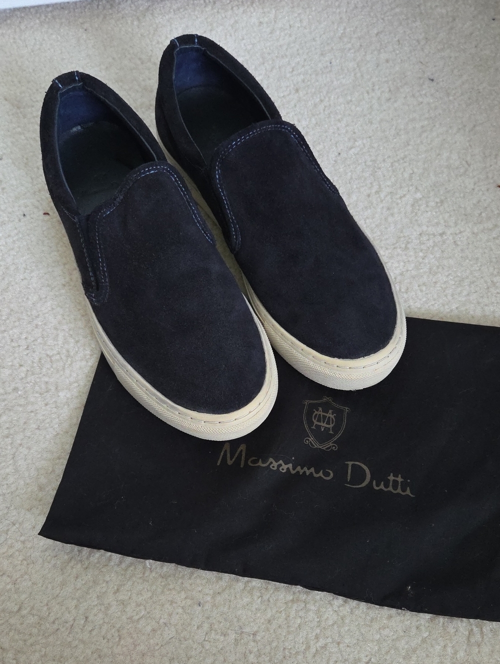 Nearly New Massimo Dutti Navy Suede Slip-On Sneakers